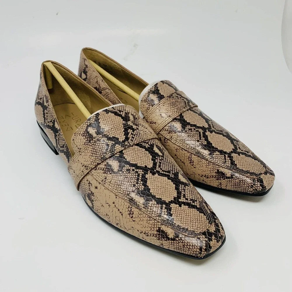 New Naturalizer Womans Sz 6.5M Shoes Cicero Nude Snake Leather Block Heel‎ NWT